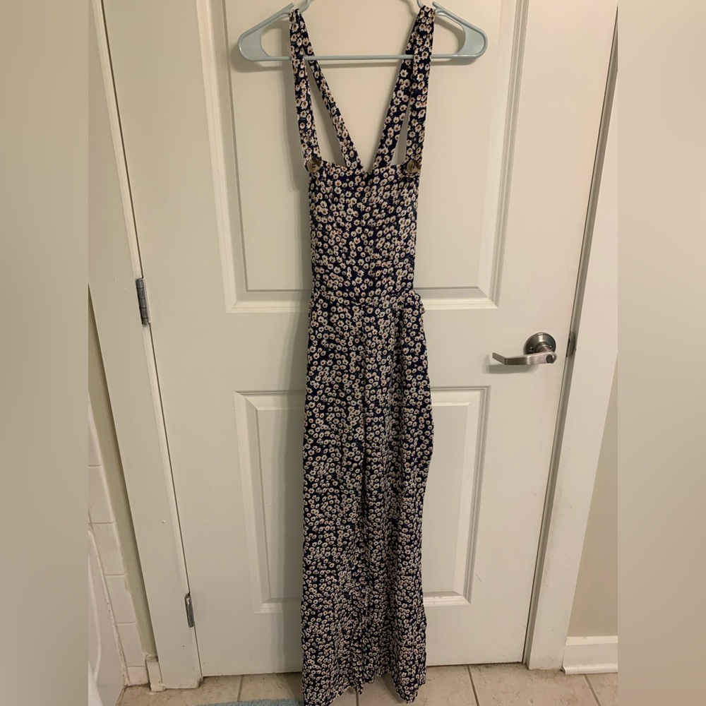 Kittenish Navy floral jumpsuit overalls